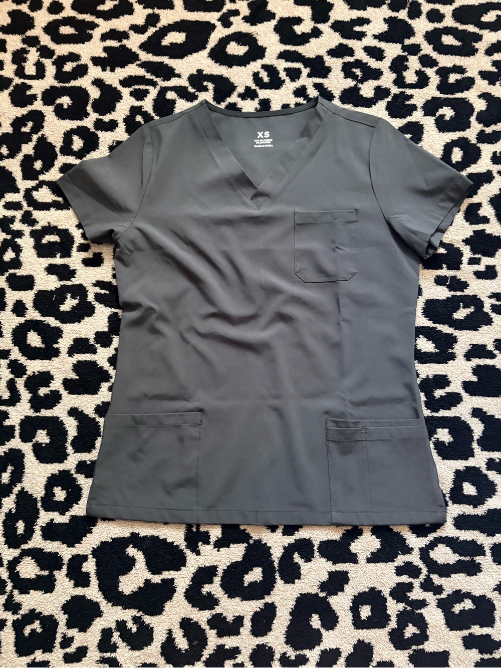 Women's V-Neck Scrub SET in Dark Gray - XS
